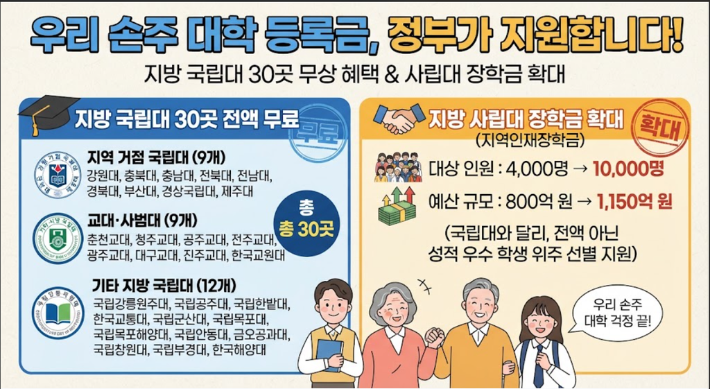 손주 대학 등록금 걱정 끝?지방 국립대 등록금 전액 지원 소식 1 20260901 082854